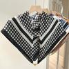 Silk cotton magnetic buckle silk scarf geometric and floral combination printing fashion personality spring autumn and winter versatile single item