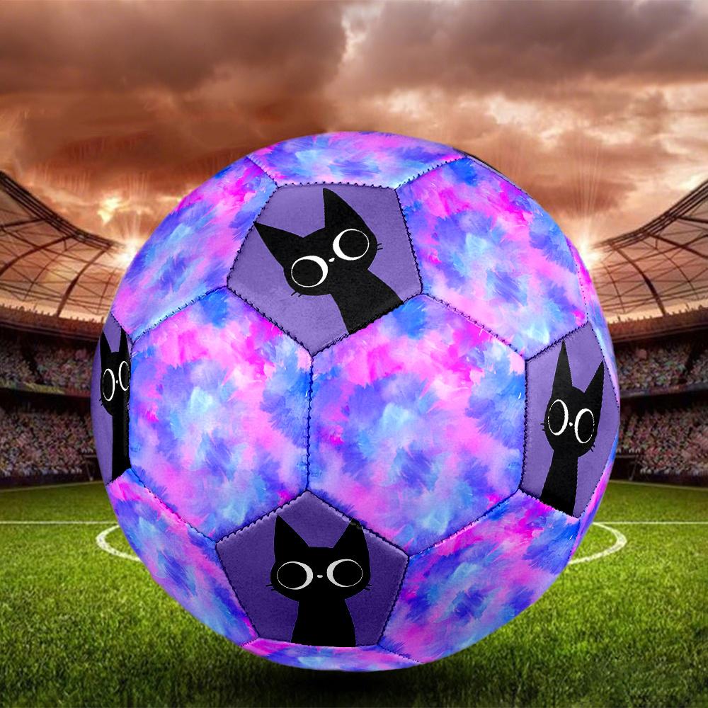 1PC Abstract Watercolor Fusion Gothic Cat Silhouette Soccer Ball Size 5 Football Machine Sewn Indoor/Outdoor Universal Football Gift W69