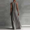 New European and American Women's Clothing Sleeveless Loose Pockets Contrasting Color Casual Off-the-shoulder Dress