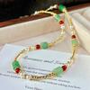 Retro High Quality Strong High Gloss Imitation Pearl Natural Chalcedony Dongling Jade Necklace Collarbone Chain Sweater Chain
