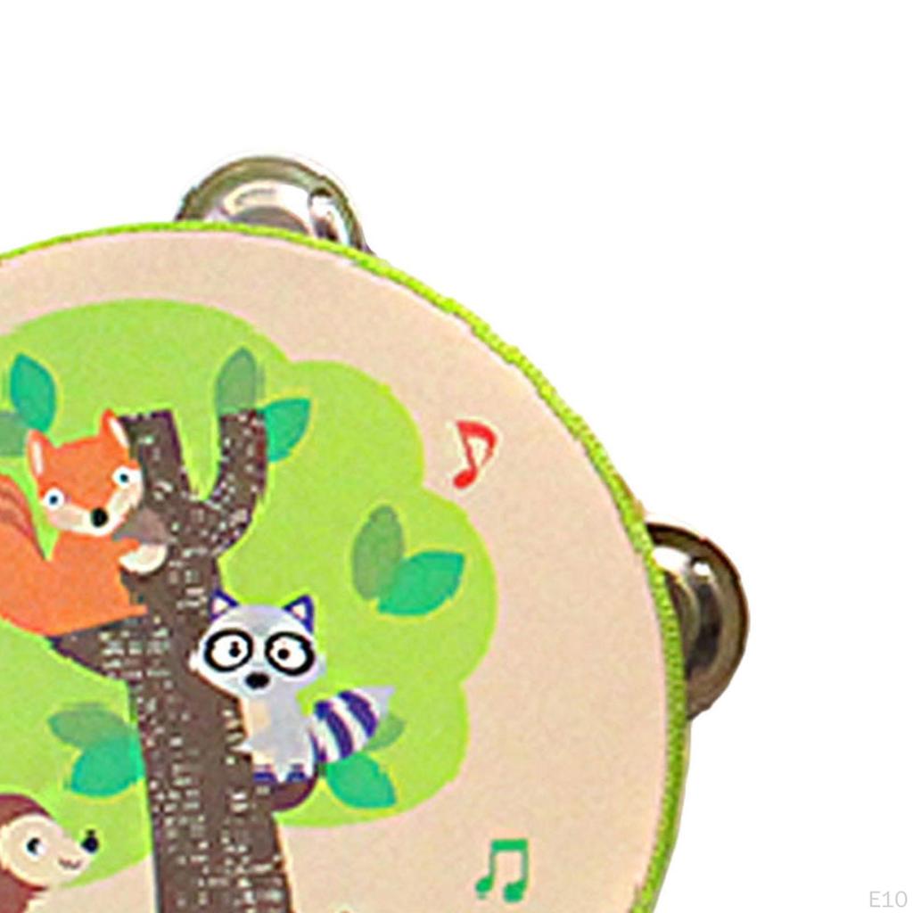 Wood Handheld Tambourines Double Rows Tambourine Drum Bell for Game Toys