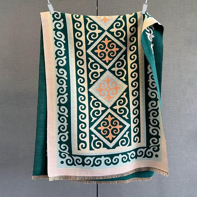 Korean Japanese Style Vintage Geometric Printed Scarf For Women
