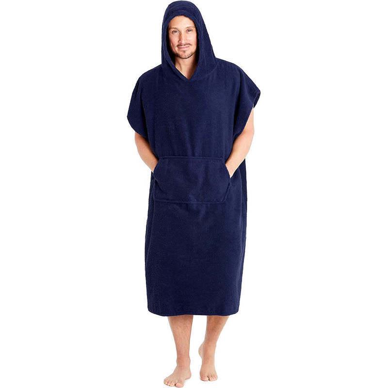 

Банный халат-полотенце из кораллового флиса с капюшоном, быстросохнущий One Size D184 (65*88cm) темно-синий