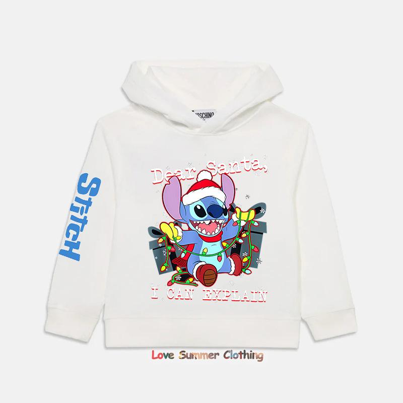 2025 Christmas Hoodie Boys Girls Sweatshirts Kids Hoodies Stitch HD Print Casual Round Neck Long Sleeve 4-14Yrs