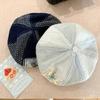 Y2k Denim Berets Korean Painter Cap Retro Patch Splicing Beret  Streetwear