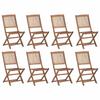 Exclusive House - Folding Outdoor Chairs and Cushions Set of 8 Acacia Wood