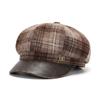 Plaid British Style Retro Octagonal Hat Female Autumn and Winter Student Versatile Face Little Painter Hat Temperament Beret Newsboy Hat