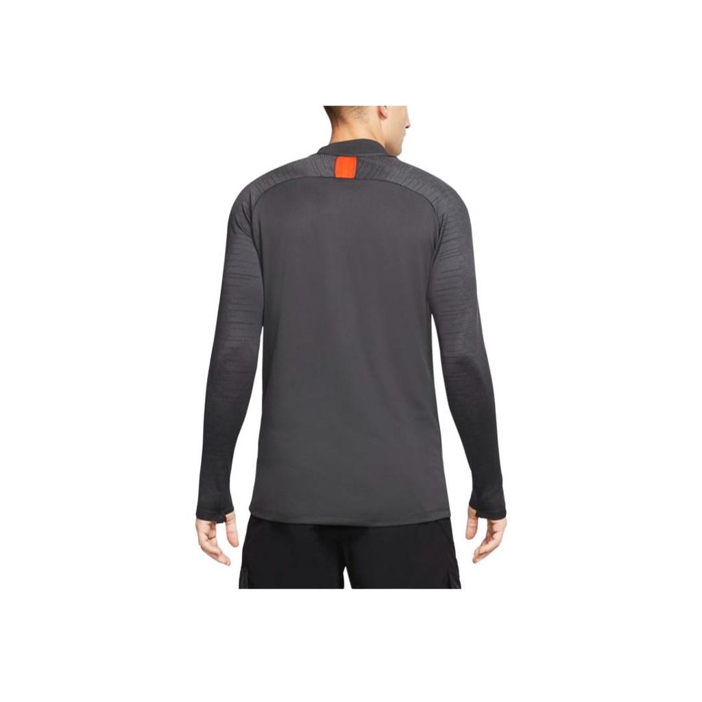 Nike Logo Print Stand Collar Slim Fit Retro Football Shirt Men tops Black AO5177-060