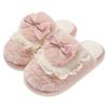 Bow-tie fluffy slippers women's winter couple indoor home household men's plush warm winter fluffy slippers men