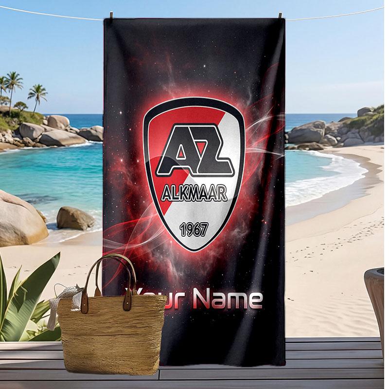 AZ Alkmaar Personalized Printed Beach Towel Soccer Logo Support Custom Name Text Absorbent Towel For Sport Travel Special Gift