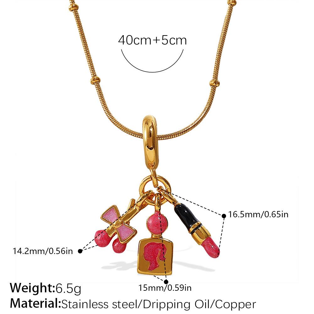 Retro Style Cartoon DIY High Heels Pendant Necklace Stainless Steel Gold-plated Premium Versatile Jewelry Women