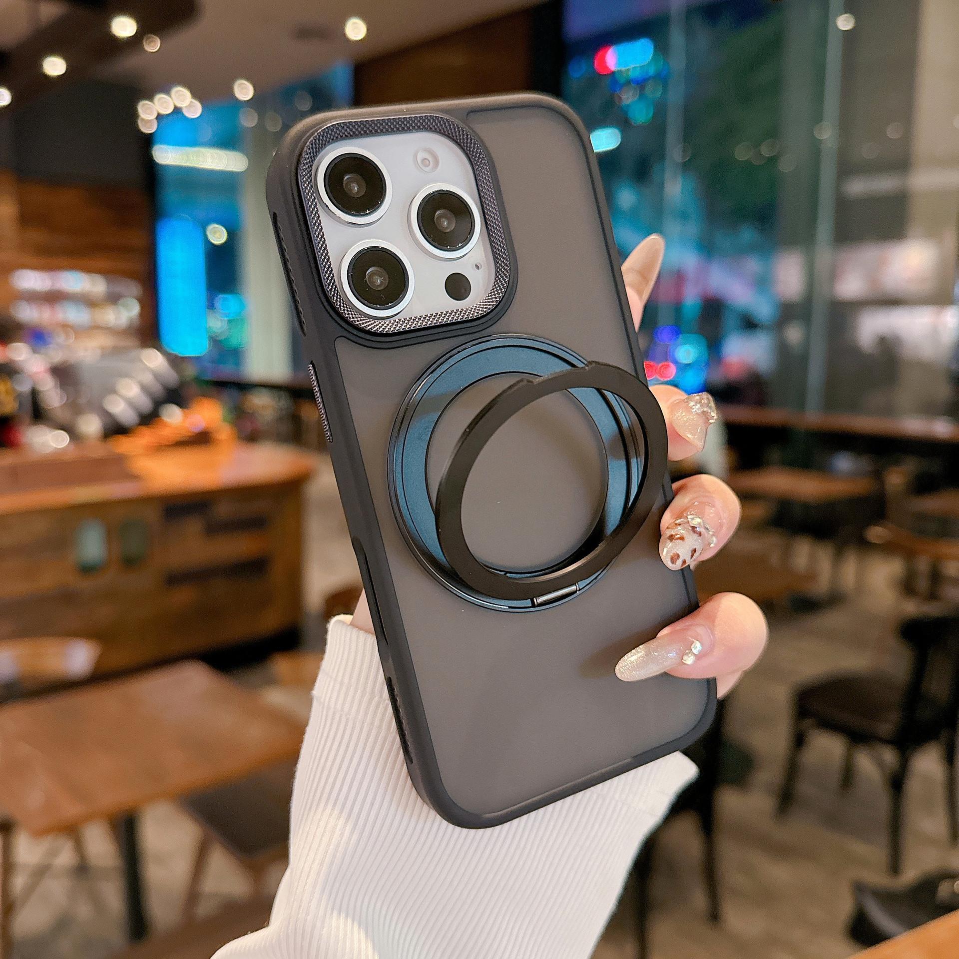 

Подходит для Apple 16proMax Матовый Вращающийся Кронштейн Чехол для Мобильного Телефона iPhone 15 Магнитный 14 Противоударный Защитный Чехол iPhone11proMax чёрный