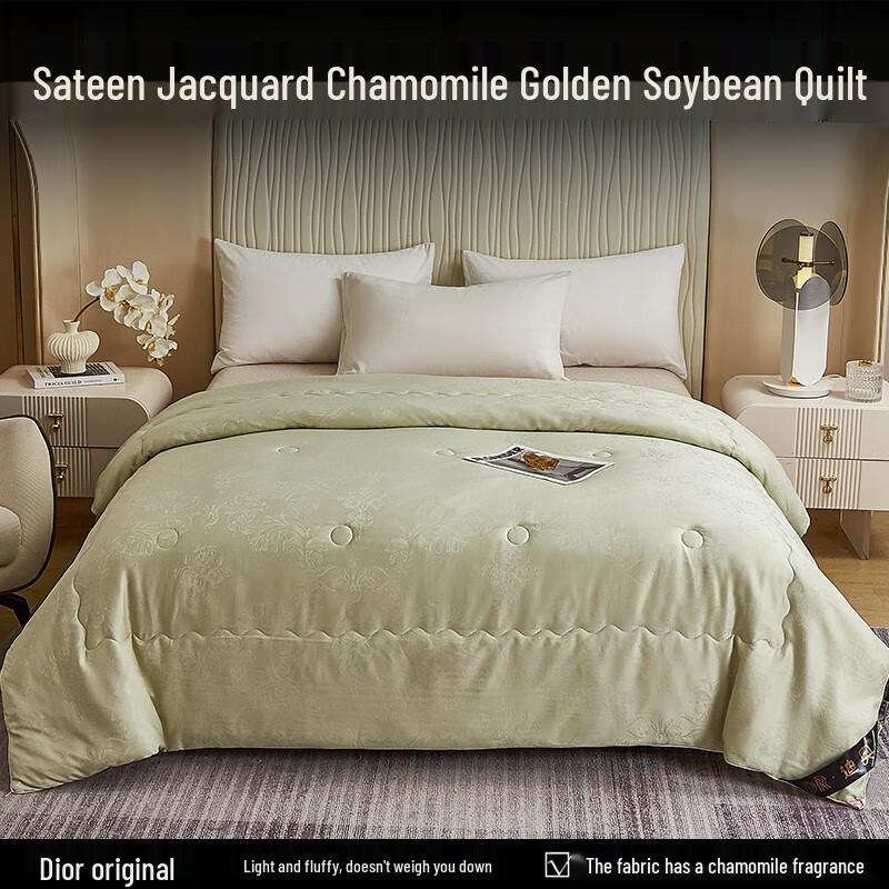 Mling Dior Chamomile Infused Satin Jacquard Mulberry Silk Summer Quilt