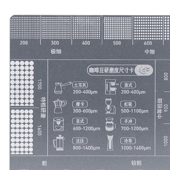 Coffee Grind Reference Card 16 Coffee Grind Size Precision Guide Chart Stainless Steel Outdoor Camping Coffee Ground Measuring Ruler Tools