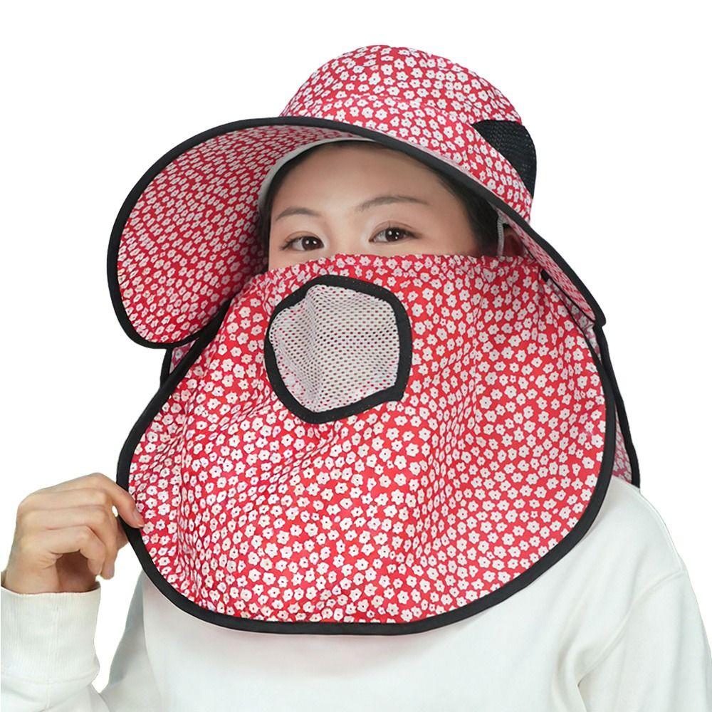 Portable Mesh Breathable Sun Hat Wide Brim Face Neck Protection Sunscreen Hat Anti-UV Fordable Agricultural Work Cap Women