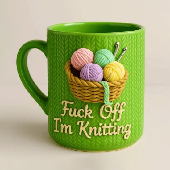 Mug Tricot Drôle avec Citation Sarcastique 11/15oz Tasse à Café en Céramique Cadeau Nouveauté pour les Passionnés de Tricot et de Crochet