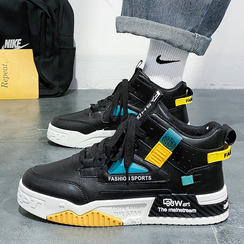 High-Top Autumn And Winter Board Shoes Guochao Comfortable Youth Sports Board Shoes Color Matching Fashion Trend Fried Street Men