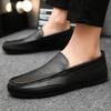 Fashion Brown Lightweight Man Casual Shoe Flat Plain Slip-on Common Adults Luxury Sale Social Low Price Legitimate Leather Shoes for Men