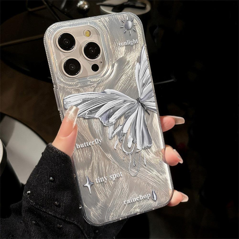 Feather Luster Phone Case for Samsung A53 A14 A33 A12 A32 S24 S23 Plus S20 S21 FE for iPhone 17 15 16 13 Pro 17 16 Pro Max Butterfly Bow Phone Case