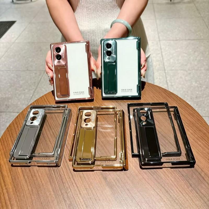 Case Galaxy Z Fold8 Ultra Clear Cover With Hinge Bracket Screen Protector Shockproof Electroplated PC Material
