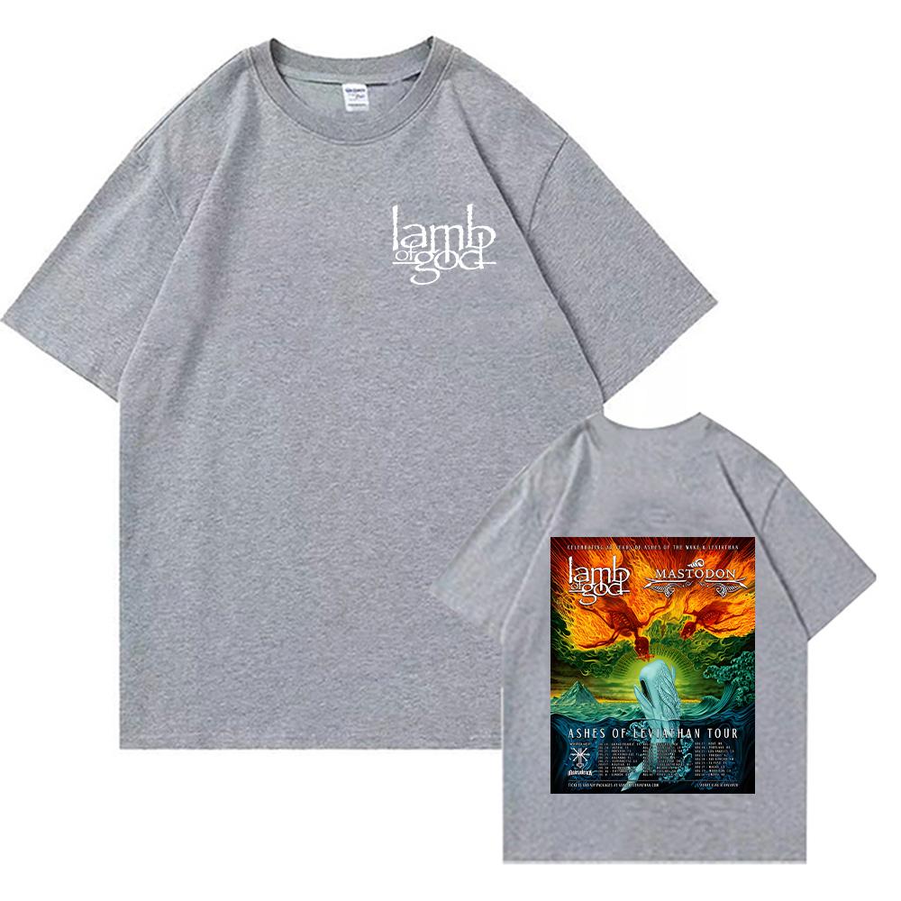 Trička Lamb of God a Mastodonmusic Tour Ashes of Leviathan Grafické potisky Topy Vysoce kvalitní bavlněná trička Unisex Volná trička