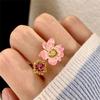 Bague Ouverte Zircon Pétale Rose Tempérament Bague Fleur Goutte d'Huile Exagérée Femme Tempérament Bijou Cadeau