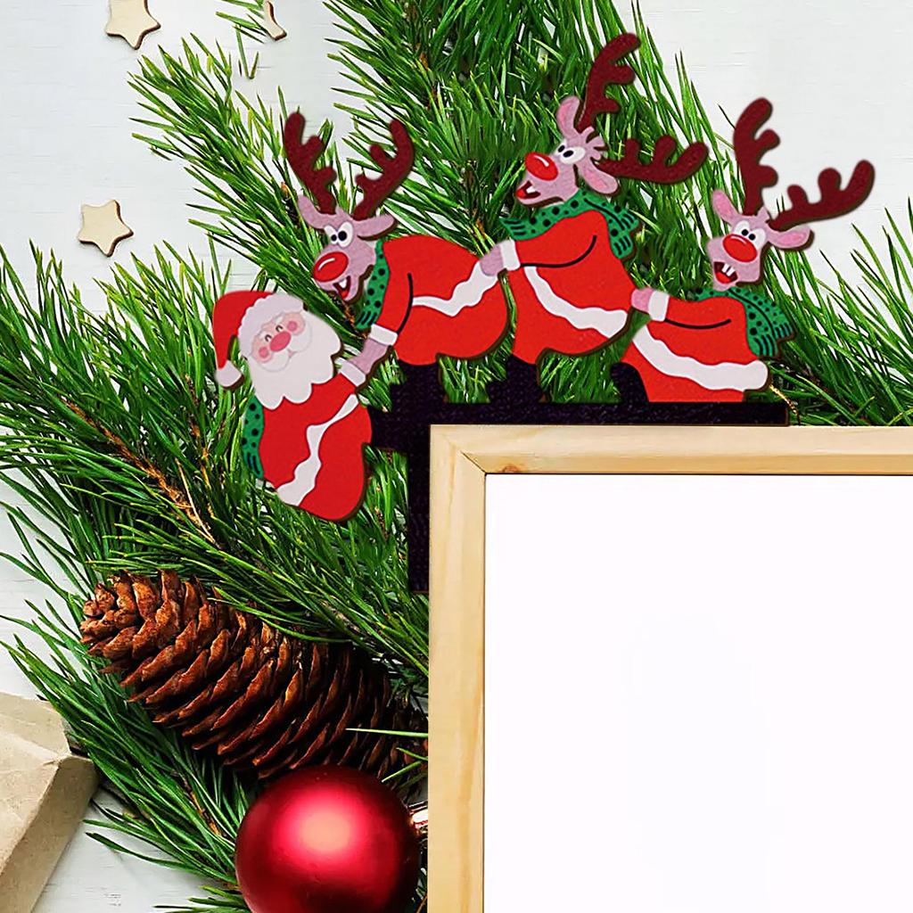 Christmas Wooden Door Corner Lintel Decoration Elk Door Frame Decoration