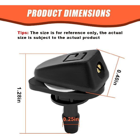 2PCS Car Front Windshield Washer Nozzle Kit, 0.31" Sprayer Head Car Wiper Nozzles, Adjustable Fan-shaped Auto Windshield Sprayer, Universal Single