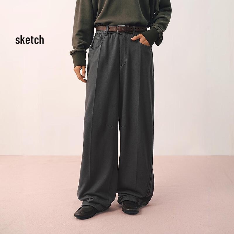 Men s Loose Fit Knit Curved-Leg Casual Pants M