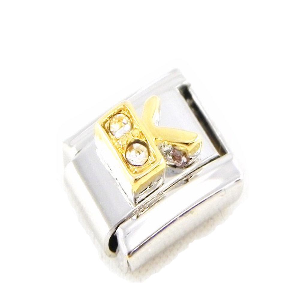 Les Trésors De Lily [C6065] - 'K' Letter Gold White Mesh