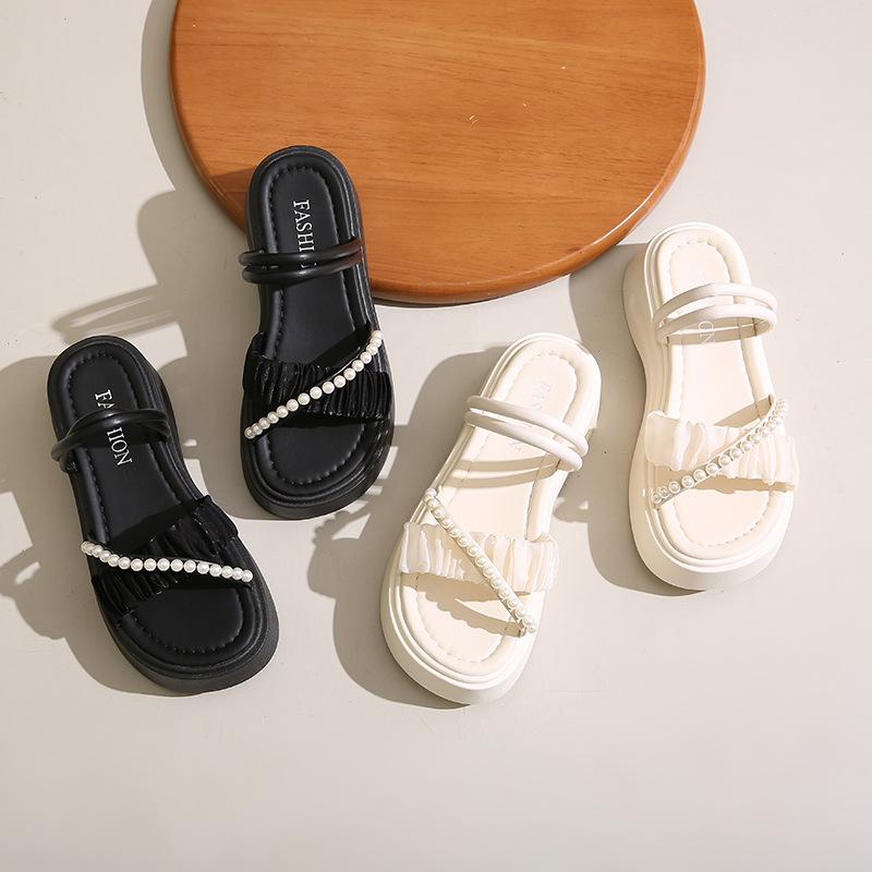 22 Sommer Plateau-Sandalen sind schön, hochhackiger Feen-Stil mit Perlen und Rock, zwei bequeme Sandalen zum Tragen