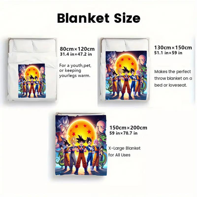 Dragon Ball Bright Color Blanket HD Printed Flannel Blanket for Home Bedroom Living Room THW