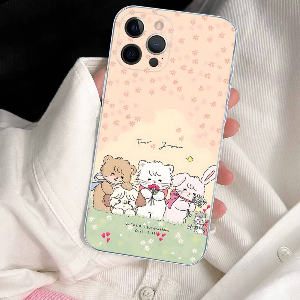 Cute M-mikko C-characters For IPhone 11 12 13 14 15 16 17 Pro Max Plus Air Transparent Clear Shockproof Case