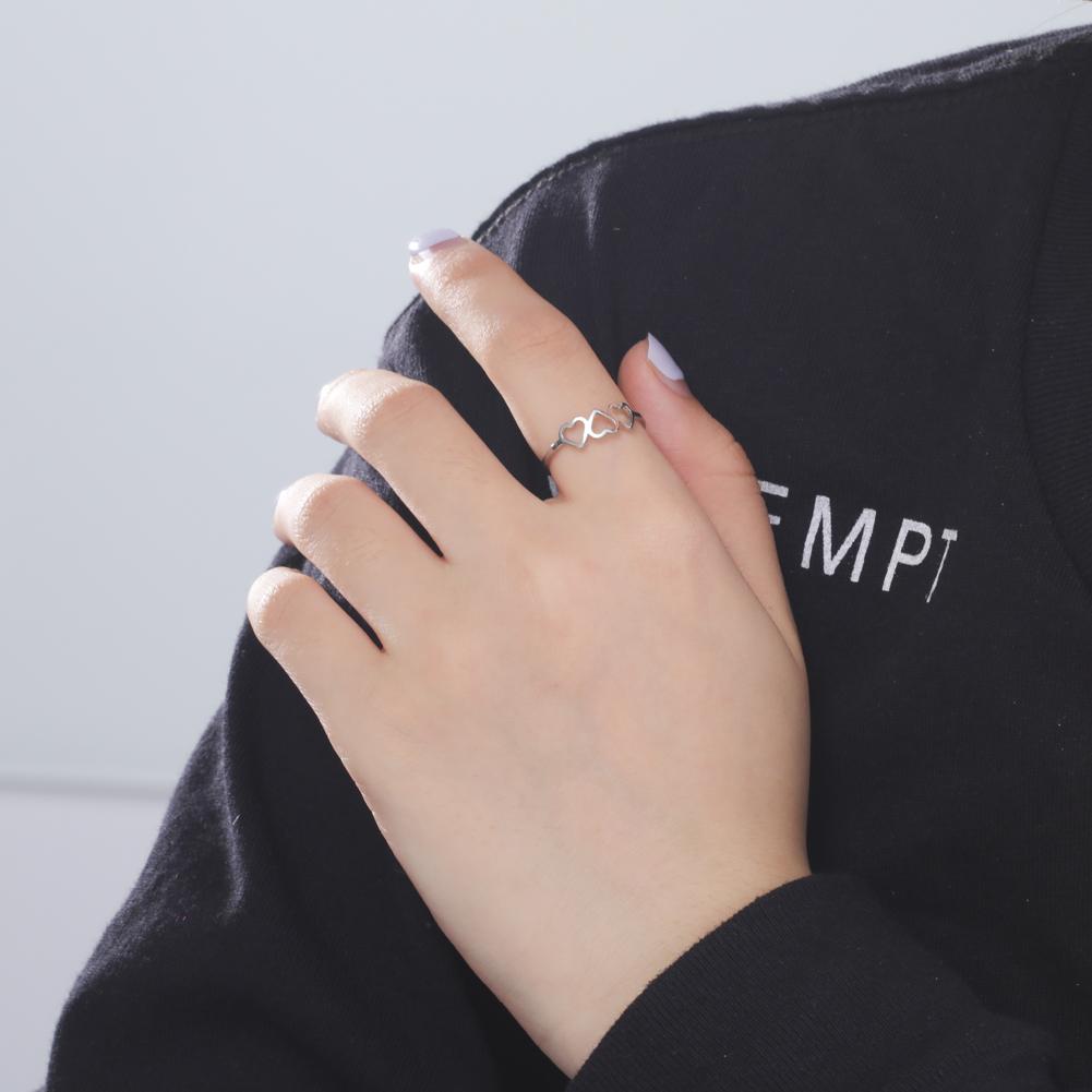 Minimalist Three Hearts Wedding Rings Stainless Steel Love Casual Finger Rings Friend Gift Trendy Jewelry