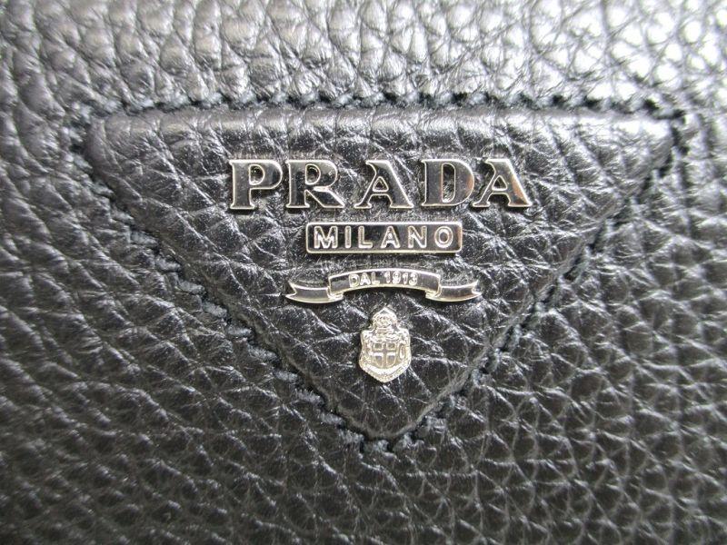 Authentic PRADA Black Calf Leather Round Zip Long Wallet #9939  Refurbished