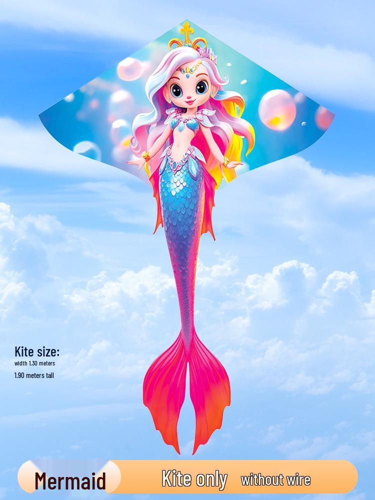 Weifang Mermaid Kite for Kids & Adults – Easy-Fly Cartoon Design with Line Reel