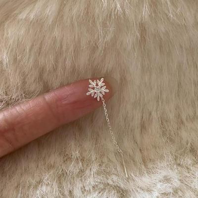Jednoduché Elegantní Vločkové Řetízkové Střapcové Visací Náušnice Korejské Visací Náušnice Zimní Šperky Vánoční Doplňky Dárky