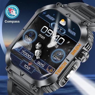 LIGE Smart Watch With LED Lighting 2.02-inch HD Square Screen Health Monitoring Outdoor Sports Fitness Waterproof Smart Watch For Android And IOS