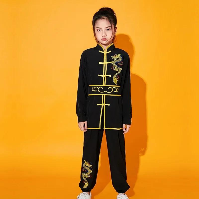 

Martial Arts Costumes Set Kids Girls Clothes Kung Fu Enfant Perform Outfit Boy Tai Chi Uniform Children s Sets Wushu Baby Suit 140 чорний