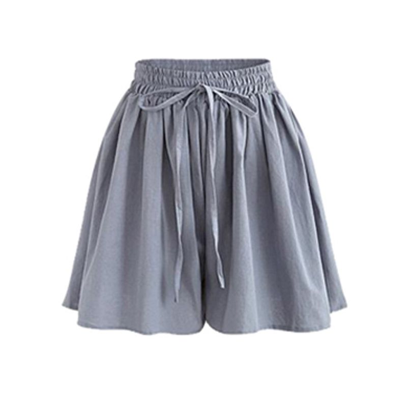 Solid-Color Striped Single-Layer Culotes Solid Lace-up Single Layer Culottes Women