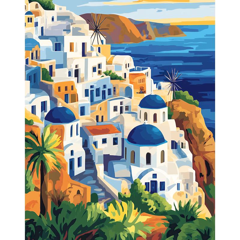 CHENISTORY Paint By Number Town Landscape For Adults DIY Frame Picture By Numbers Seascape Acrylic Paint On Canvas Home Decor