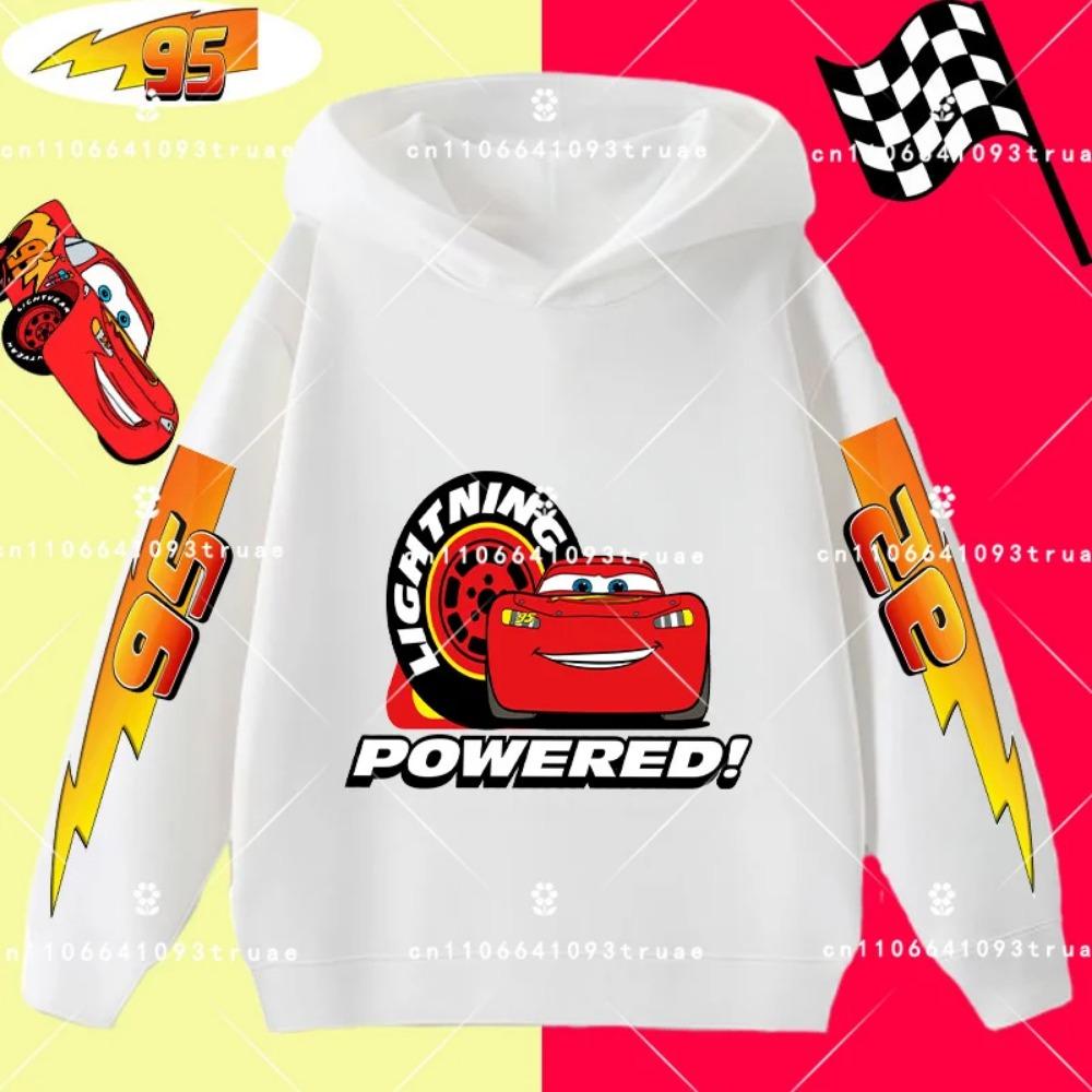 Cars Lightning McQueen Racing Children Hooded Sweatshirt Boy Girl Autumn Winter Daily Outdoor Vacation Casual Warm Sportswear