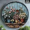 Vintage Aluminum Floral Wall Art Metal Sculpture Rustic Garden Decor Metal Sign 8x8 Inch Farmhouse Plaque for Home