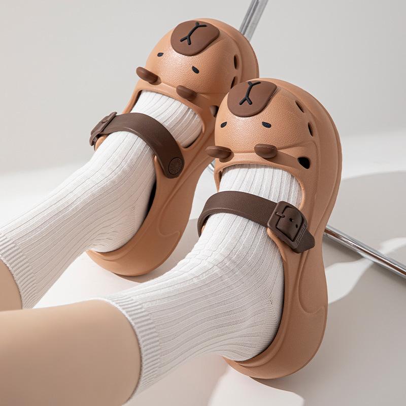 Cute Hole Shoes for Women In Summer 2025 New Home Thick-soled Outdoor Non-slip Beach Sandals