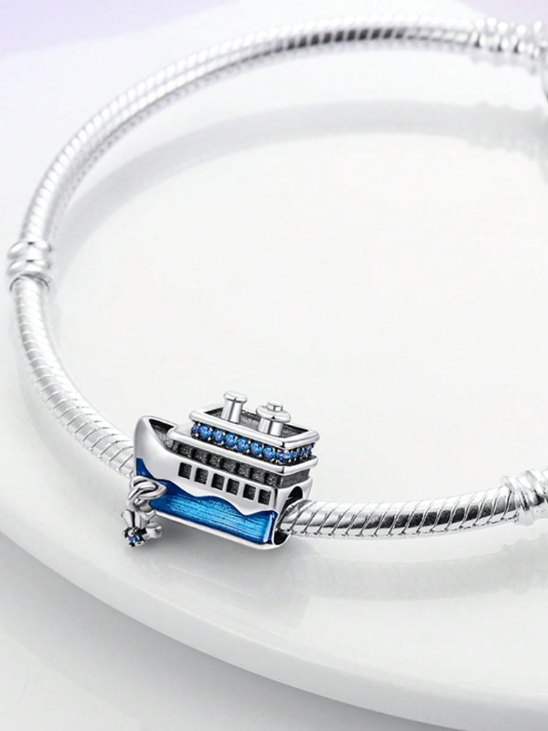 Charms Plata Ocean Travel Ship Luggage Beads Charm Copper Plated Fit Charms Original Bracelet For Jewelry Making Diy Charm