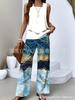 New European and American women's clothing spot explosion sleeveless casual double-layer vest plus pants set two-piece set