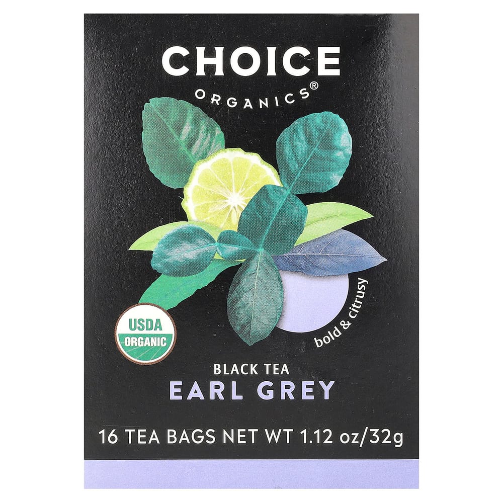 Choice Organic Teas Earl Grey Black Tea Bags, 16 Count (32g / 1.12oz)