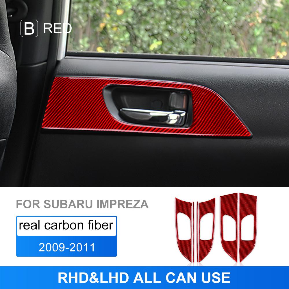 

Real Soft Carbon Fiber For Subaru Impreza 2009 2010 2011 Car Door Handle Panel RHD LHD Sticker Interior Trim Accessories красный