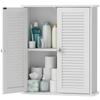 Bathroom Wall Cabinet, Hanging Storage Unit, 2 Louvered Doors, Adjustable Shelf, White