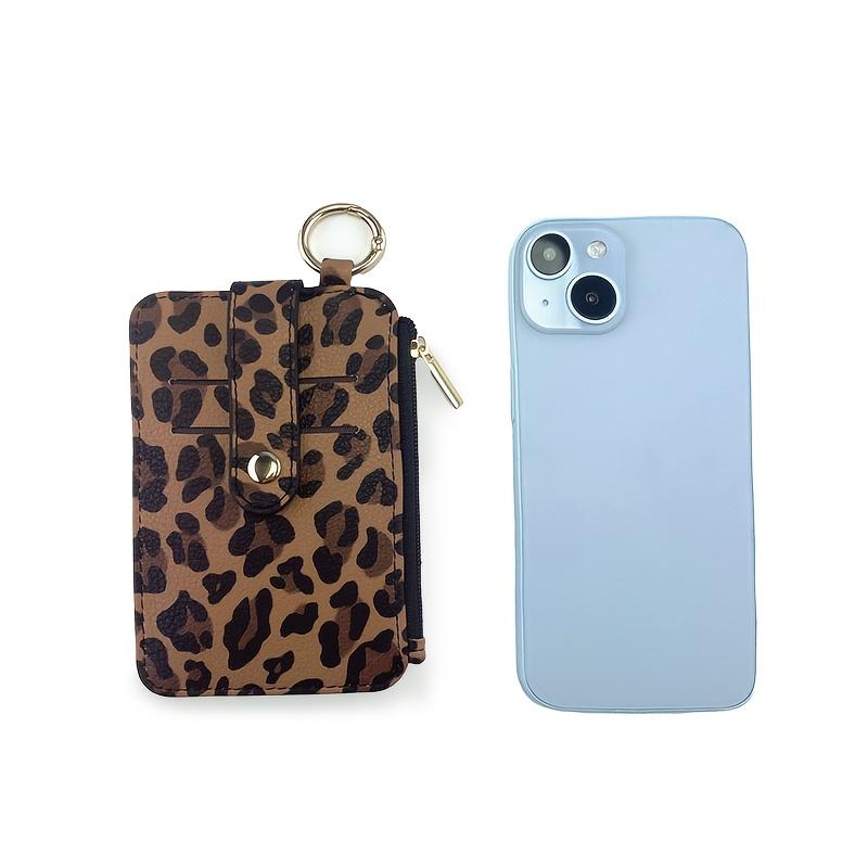 Women'S Leopard Print Slim Wallet with Multi-Card Slots, Key Ring Zipper Closure, Card Holder For Compact Everyday Carry for Women